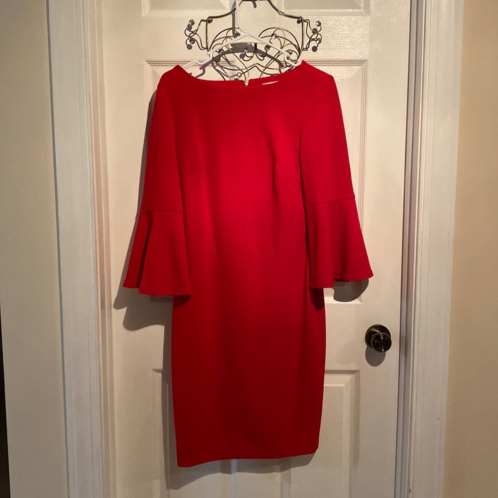 Calvin Klein - Red Bell Sleeve Dress - Size 6